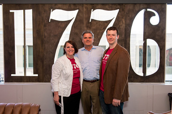 Donna Harris, Steve Case and Evan Burfield at the grand opening of 1776 DC, a tech center whose central location will provide density and 'the serendipity of a meeting or connection'