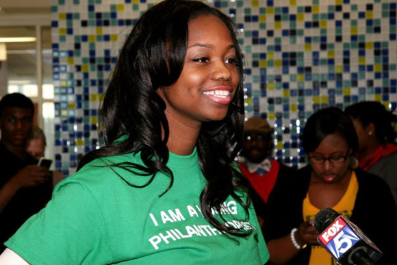 Kezia Williams, Capital Cause co-founder, being interviewed at a early 2013 Capital Cause event