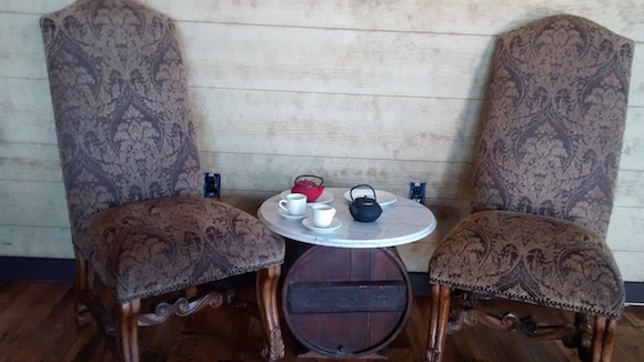 Cozy chairs and a tea set